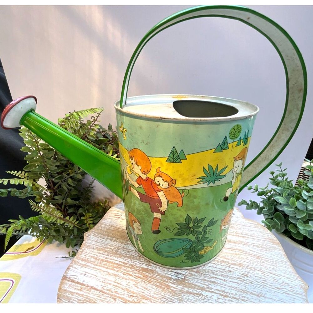 J Chein Tin Litho Child's metal watering can GUC vintage must see
